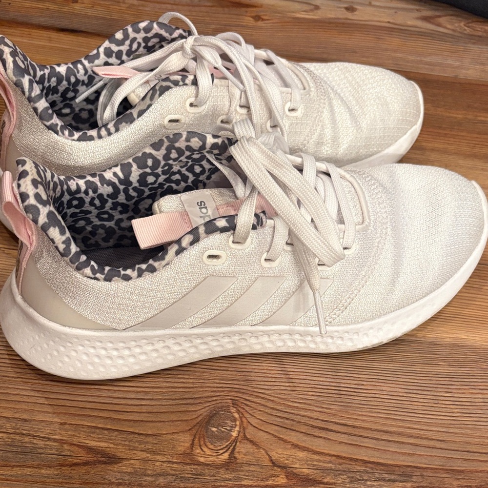 Adidas Women's White and Pink Sneakers